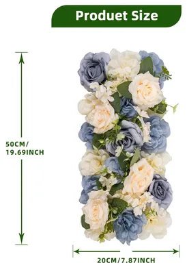 Produktbild von Künstliche Blumengirlande Set - Hochzeitsdekoration - 6-teiliges Rosenarrangement - Traubogen und Wandhintergrund - Tischdeko innen - Champagnerblau
