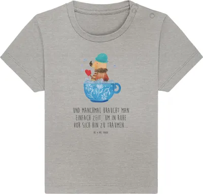 Produktbild von Mr. & Mrs. Panda  T-Shirt Nachtfalter Schaumbad 12. - 18. Monat - Heather Grey - Geschenk, Bad, Öko Baby, WC, Badezimmer, Babyshirt, Kinder Top, Baumwolle Shirt, Tasse