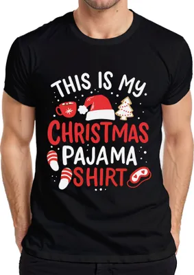 Obrázek produktu pro Tohle je moje vánoční pyžamová košile Vánoční čepice - Christmas Xmas Pánské tričko, černá, L