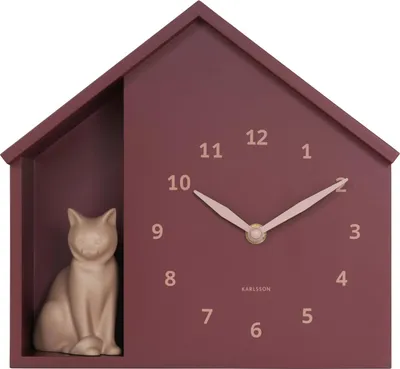 Produktbild von Karlsson - Wanduhr Sitting Cat - Rot - 24.9x24.9x27cm