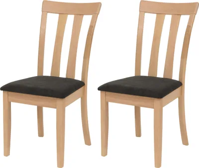 Produktbild von 2er-Set Esszimmerstuhl HWC-G46, Küchenstuhl Stuhl, Stoff/Textil Massiv-Holz  naturfarbenes Gestell, schwarz