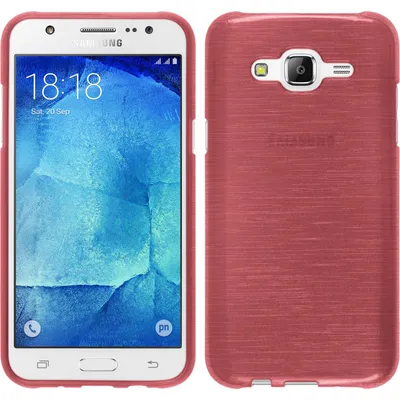 Produktbild von PhoneNatic Case kompatibel mit Samsung Galaxy J7 (2015 / J700) - rosa Silikon Hülle brushed + 2 Schutzfolien