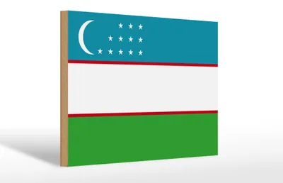 Produktbild von Holzschild Flagge Usbekistans 30x20cm Flag of Uzbekistan