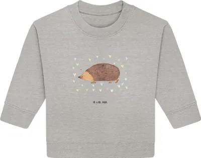 Produktbild von Mr. & Mrs. Panda Organic Baby Pullover Igel Herzen 12. - 18. Monat - Heather Grey - Geschenk, Herz, Bullover, Lustige Sprüche, Vertrauen, Leben, Liebe