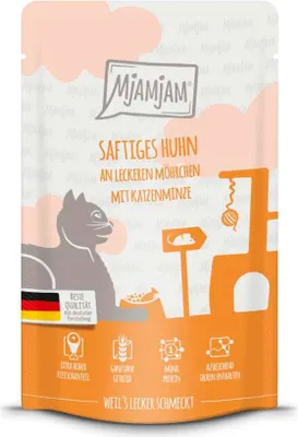 Image de MjAMjAM Quetschieschie Poulet juteux aux carottes délicieuses, Adulte, toutes races, Carotte, Poulet, 125 g, Sans céréales