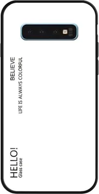 A white phone case with text.
