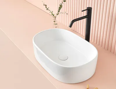 Produktbild von VERONA Aufsatzwaschbecken 56 cm x 36 cm x 14,5h mit Schaftventil "ClickClack"  weiß