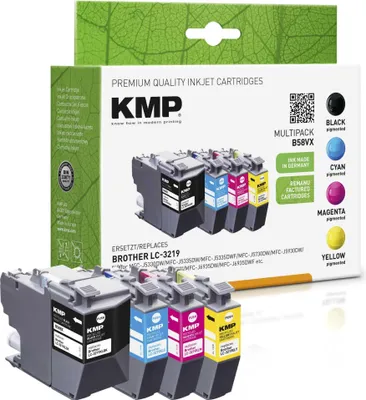 Produktbild von KMP B58VX schwarz, cyan, magenta, gelb Druckerpatronen kompatibel zu brother LC-3219VALDR, 4er-Set