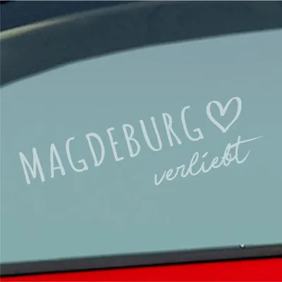 Produktbild von Auto Aufkleber Magdeburg verliebt Herz Stadt Heimat Liebe Car 19x6 cm Milchglas Sticker Heckscheibenaufkleber