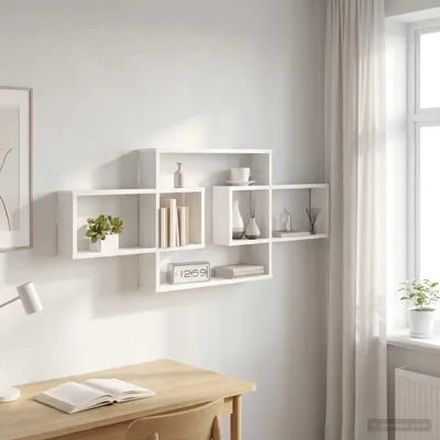 Obrázok produktu pre Maison Exclusive – Nástenná polička, biela, 130 x 10 x 50 cm, drevovláknitá doska