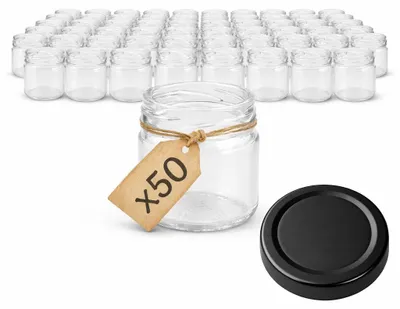 Produktbild von ART TWIST HOME Einmachgläser mit Schraubdeckel 50x 40 ml – Vorratsgläser Glasbehälter Vielseitige Robuste aus Dickem Glas - perfekt für Marmeladen Honig Säfte Gurken Konfitüren und Vorratshaltung