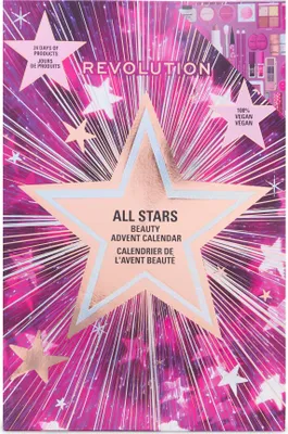 A beauty advent calendar with a star design and fireworks.