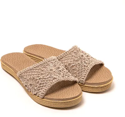 Produktbild von BRASILERAS Damen Sandalen mit rutschfester Sohle bequem schuhe für strand/schwimmbad/stadt beige 38 EU - UBBREI