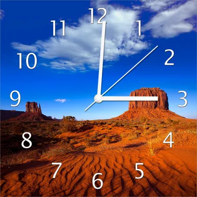Produktbild von Wallario Design Wanduhr Monument Valley am Abend I aus Echtglas, Größe 30 x 30 cm