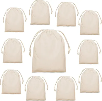 Produktbild von Jute Sack Baumwollbeutel 15 x 20 cm mit Zugband - Aufbewahrungsbeutel - Kleine Stoffbeutel für Kindergeburtstage - Nachhaltige DIY-Tasche - Souvenir zum Bemalen in der Natur