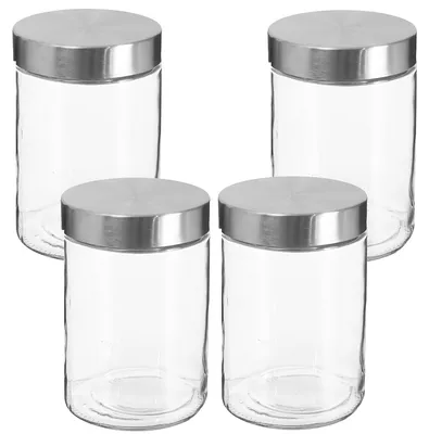 4 Einmachgläser 1,2 L aus Glas und Edelstahl