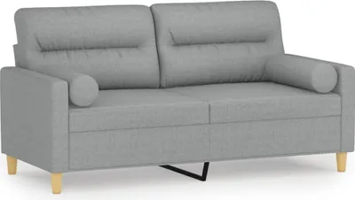 Produktbild von 2-Sitzer-Sofa mit Zierkissen Hellgrau 140 cm Stoff
