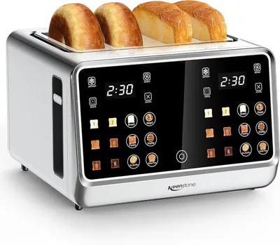 4-Scheiben-Toaster, 75° Touchscreen, Doppelsteuerung, 6 Bräunungsstufen