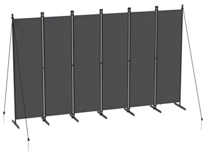 Produktbild von QEENTOE Paravent Raumteiler 6 Teilig 300x180cm Klappbar Freistehend Trennwand Sichtschutz Balkon Stellwand RaumtrennerInnen Außenbereich, Anthrazit