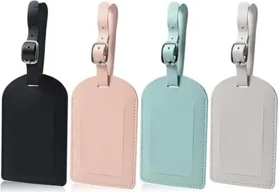 Produktbild von 4 Stück Kofferanhänger, Flugreise Bunte Gepäckanhänger für Wiederverwendbar Kofferanhänger Adressanhänger Koffer Gepäck Tasche Handtasche Koffer