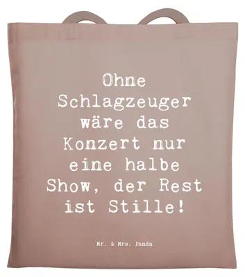 Produktbild von Mr. & Mrs. Panda Beutel Spruch Schlagzeug Konzert - Braun Pastell - Geschenk, Trommeln, Band, Shopping Tasche, Musik, Lernen, Musiker, Instrument, Beats, Laptoptasche