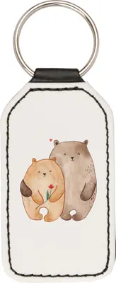 Produktbild von Mr. & Mrs. Panda Schlüsselanhänger Bären Liebe - Weiß - Geschenk, Kuscheln, kunstleder, Mit Spruch, Freundin, Hochzeitstag, Verknallt, Bär, schlüssel anhänger, Umarmen