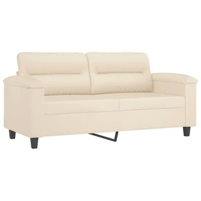 Imagen del producto de vidaXL Sofá de 2 plazas con cojines, color beige, 140 cm, tejido de microfibra