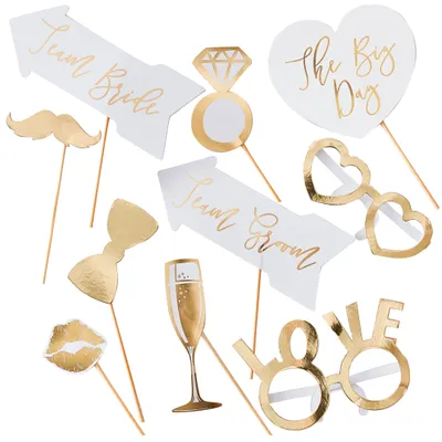 Produktbild von 10 Golden Wedding Foto Requisiten