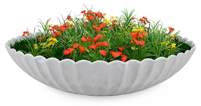 Immagine prodotto di Fioriera decorativa rotonda per esterni grigio marmorizzato 35 cm
