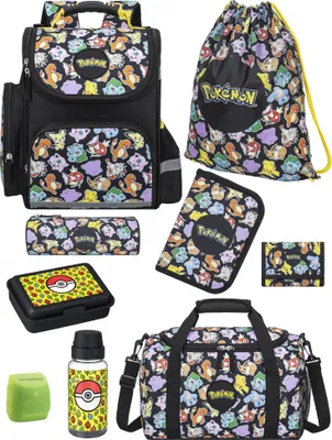 Produktbild von POKEMON Ranzen-Set 9-teilig Pikatchu & Friends Schulranzen-Set mit Sporttasche, Brotdose und Trinkflasche