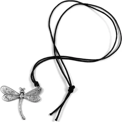 Produktbild von Minott Kette schwarzes Lederband zum verknoten mit Libelle Anhänger 21371