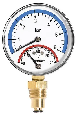 Image de Thermomanomètre Novaservis 80 mm 1/2″ RADIAL 0-6 bar