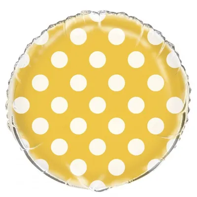 Produktbild von 18" Folienballon Gelb mit Punkten, 1 Stk.