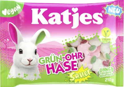 Zdjęcie produktu dla Katjes Zielony Królik kwaśny piankowy cukier z owocowymi żelkami 210 g