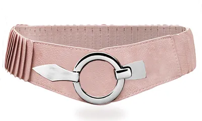 Produktbild von Glamexx24 Damen Taillengürtel Elastischer gürtel 6cm breiter Hüftgürtel silberner Ring rosa-Farbe: Rosa -Größe: 85cm ( Taillenweite 76-108cm )