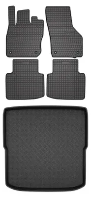 Image de Tapis en caoutchouc + bac de coffre pour Skoda Superb IV 2023- (break) – 5 pièces, noirs, sur mesure