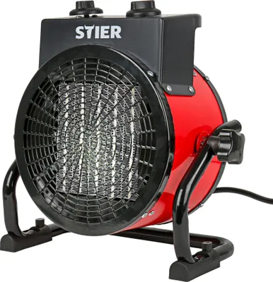 Produktbild von STIER Keramik Heizlüfter 3,0 kW, IP20, mit stufenlosen Thermostat für Überhitzungsschutz, Heizstrahler, Heizer für Innen- und Außeneinsatz, Baustellen-Heizstrahler