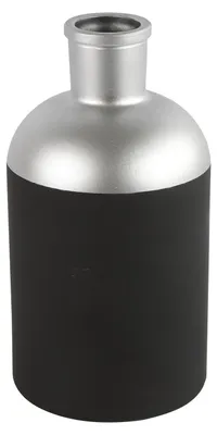 Produktbild von Countryfield Blumen- oder Deko-Vase - schwarz/silber - Glas - luxuriose Flaschenform - 14 x 26 cm