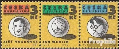 Produktbild von Briefmarken Tschechien 1995 Mi 67-69 Dreierstreifen (kompl.Ausg.) postfrisch Theater
