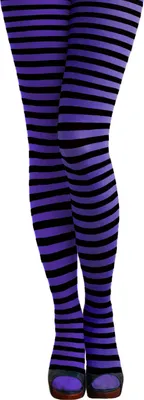 Produktbild von Oblique Unique y Ringel Strumpfhose für Damen geringelt gestreift blickdicht für Fasching Karneval - lila schwarz