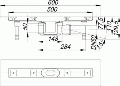 Immagine prodotto di DALLMER caniveau de douche CeraLine F 500mm, DN 50 Hauteur 110mm, 520012, 520012