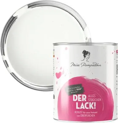 Produktbild von MissPompadour Der Alles Streichen Lack weiß mit Schmelz - Langlebiger Lack für Fliesen, Türen, Küchenmöbel & Treppen - 1