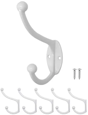 Produktbild von 'FUXXER® - 5x Klassische Garderoben-Haken, Handtuch-Haken, Kleider-Haken, Wand-Haken, weiß'