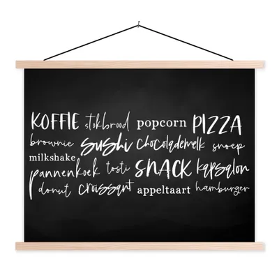 Produktbild von MuchoWow® Textilposter Küche - Essen - Zitate 60x45 cm mit holzfarbenen Rahmen - Bild