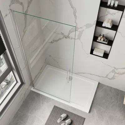Produktbild von AICA 90x180cm Walk in Dusche 5mm NANO ESG-Klarglas,Komplett Chrom-Optik & Griff,Offene Duschtrennwand,ohne Tür Duschabtrennung Duschkabine