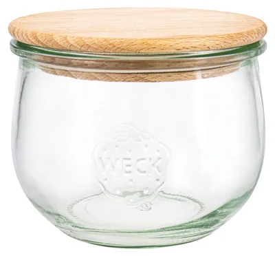 Produktbild von WECK Gläser Tulpenform #744 6 Stück, Inhalt 500 ml, Vorratsglas mit Holzdeckel