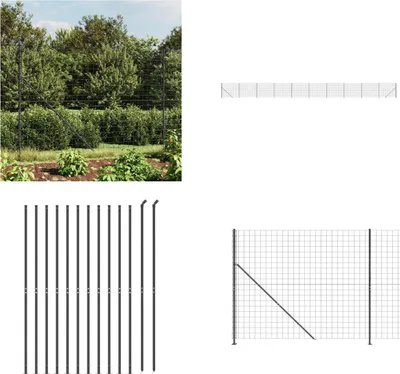 Produktbild von vidaXL Maschendrahtzaun mit Bodenflansch Anthrazit 1,4x25 m - Maschendrahtzaun - Maschendrahtzäune - Gartenzaun - Maschendraht