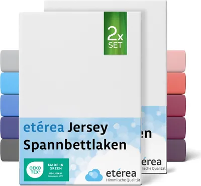 Produktbild von 2er Set Jersey Spannbettlaken Weiss 60x120 cm - 70x140 cm - ETÉREA Jersey Spannbetttuch Bettlaken aus 100% Baumwolle - Größe 60x120 cm - 70x140 cm - Farbe Weiss