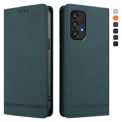 Image de Etui pour Samsung Galaxy A33 5G, étui rétro en cuirPolyuréthaneavec support et fentes pour cartes de crédit Vert