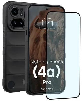 Produktbild von Robuste Handyhülle + gehärtetem Glas für Nothing Phone (4a) Pro, Bizon Tur Pack, Schwarz